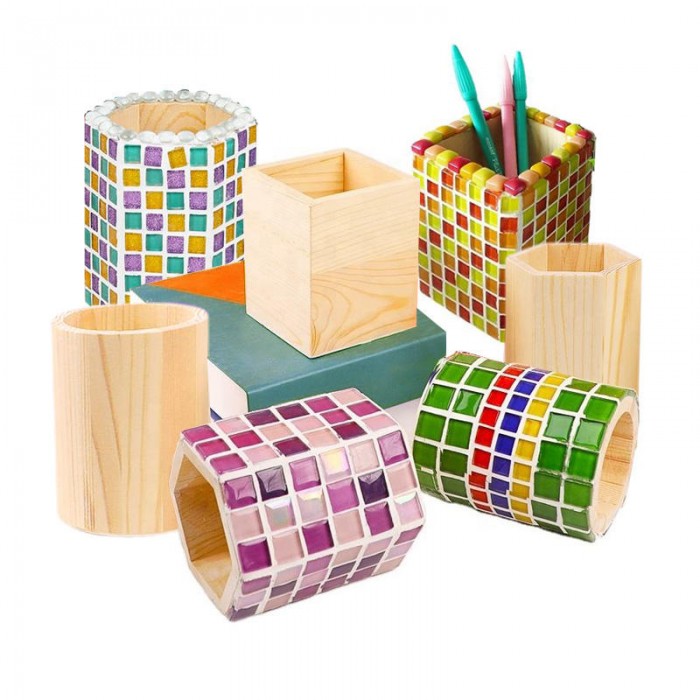 DIY Mosaic Pen Holder Kit - Round Series Safe Craft Set for Kids