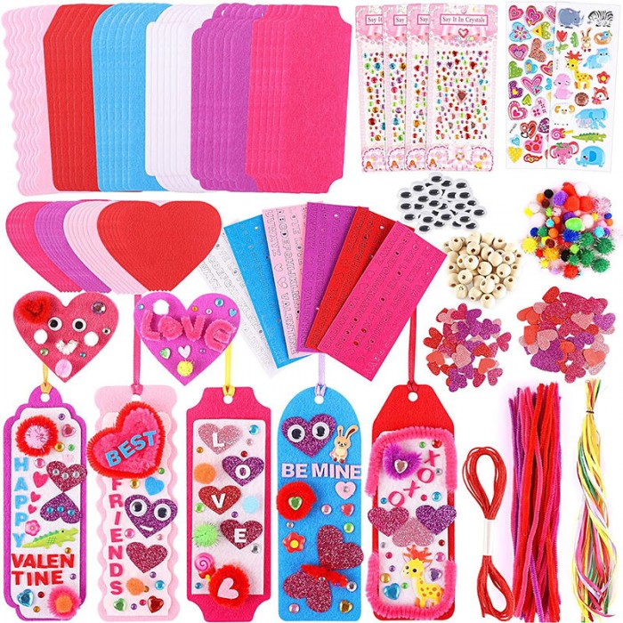 DIY Valentine Bookmark Craft Kit - Kids Art Craft with Heart Stickers