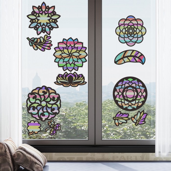 Mandala Flower Tissue Suncatcher Kit - Customizable Window Art