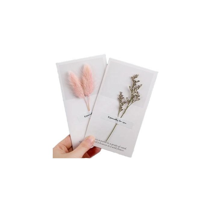 Handmade DIY Creative Literary Birthday and Valentines Greeting Card Dried Flower Design Recordable Paper for Party Gift