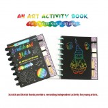 Custom Hot Selling DIY Rainbow Colour Crafts Painting Scratch Off Paper Art Book Set Kids