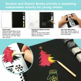 Christmas Personalize Design Scraping Magic Color Rainbow Black Gold Scratch Art Paper Notebook for Children