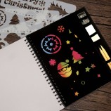 Christmas Personalize Design Scraping Magic Color Rainbow Black Gold Scratch Art Paper Notebook for Children
