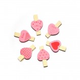 Heart Shape Mini Wooden Clothespins, Natural Birch Wood Pegs
