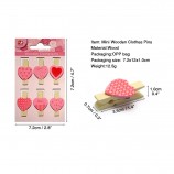 Heart Shape Natural Mini Spring Birch Wooden Clothing Hanging Peg Clothes Pin Wood Clothespin