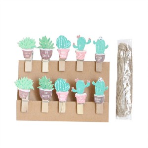 Cactus Wooden Clothespins, DIY Photo Decorative Clips