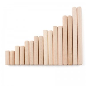 Assorted Sizes Round Solid Wood Dowels, Threaded Wood Pins