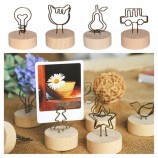 Rustic Wooden Bark Memo Holder Stand Card Photo Picture Note Clip Holders Wood Place Card Holders with Swirl Wire