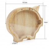 High Quality Wooden Hollow Design Animal Pig Piggy Bank for Kids