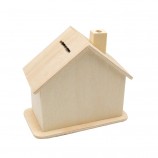 Wooden Piggy Bank Small House Small Wooden Horse Piggy Bank Children's Educational Handmade DIY Practical Decorative Ornaments