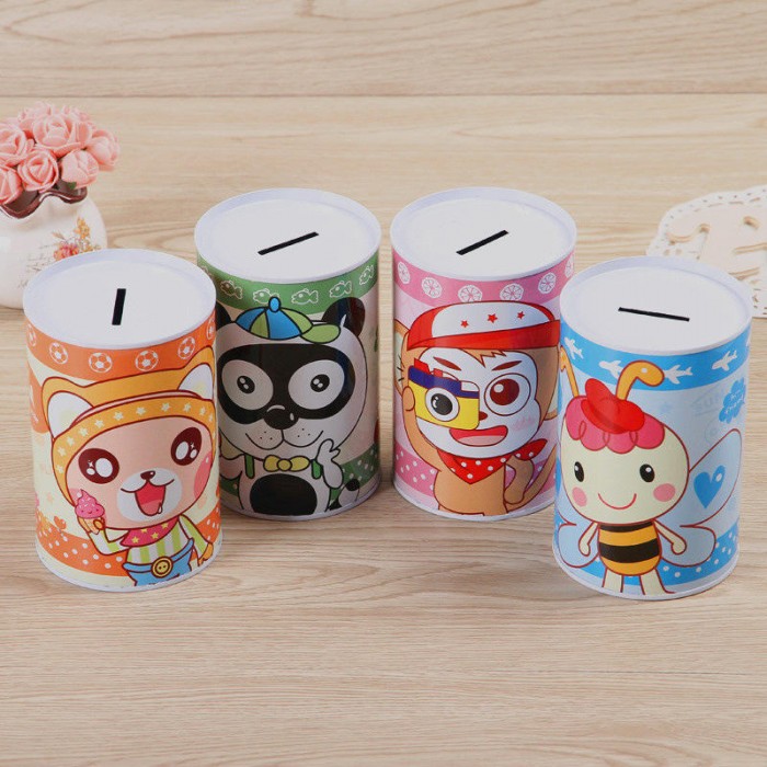 Wholesale Animal Creative Cartoon Cylinder Piggy Bank Piggy Bank Children Gift Iron Piggy Bank