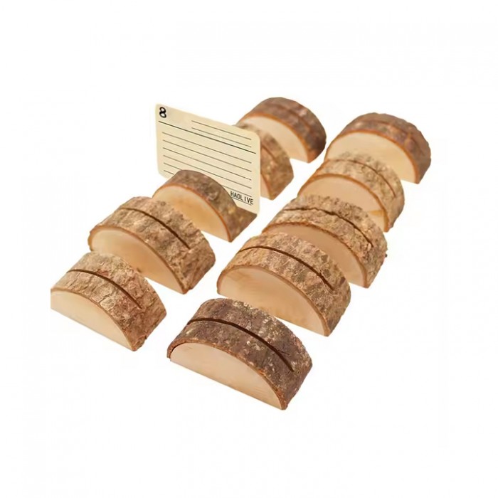 Half-Round Wooden Table Numbers Stand Memo Holder Card Photo Picture Note Clip Holders Wedding Place Card Holders