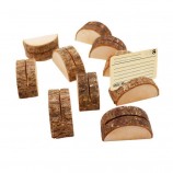 Half-Round Wooden Table Numbers Stand Memo Holder Card Photo Picture Note Clip Holders Wedding Place Card Holders