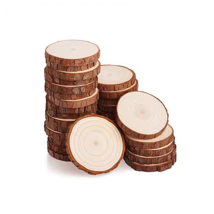 Eco-friendly Unfinished Wooden Slices Round Rustic Wood Craft DIY Round Wood coaster with Bark for DIY Crafts
