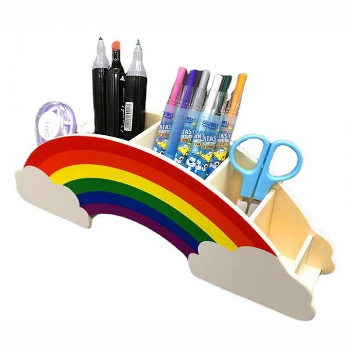 High Quality Wooden Pen Holder and Pencil Holder - Rainbow Supplies Caddie Phone Holder Office Supplies