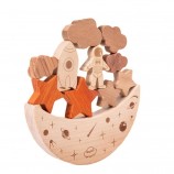 Moon Stars Wooden Balance Blocks, Kids Stacking Puzzle Toy