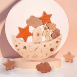 Wooden Toys Moon Stars Balance Blocks Board Games Toy Stacking High Blocks Wood Boys Puzzle Toys