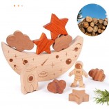 Wooden Toys Moon Stars Balance Blocks Board Games Toy Stacking High Blocks Wood Boys Puzzle Toys