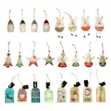 DIY Crafts Wood Hanging String Decoration Wooden Tree Ornaments Set Christmas Decoration
