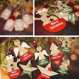 DIY Crafts Wood Hanging String Decoration Wooden Tree Ornaments Set Christmas Decoration