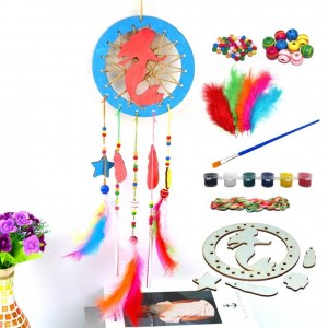 DIY Wooden Dream Catcher Painting Kit, Semi-Finished Craft Set