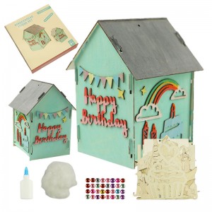 Kids DIY Wooden Doll House Kit - Playhouse Painting Craft Toy
