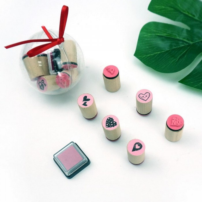 Custom Pink Cylinder Wooden Rubber Stamps, Round Wood Stamps for Journaling & Crafts