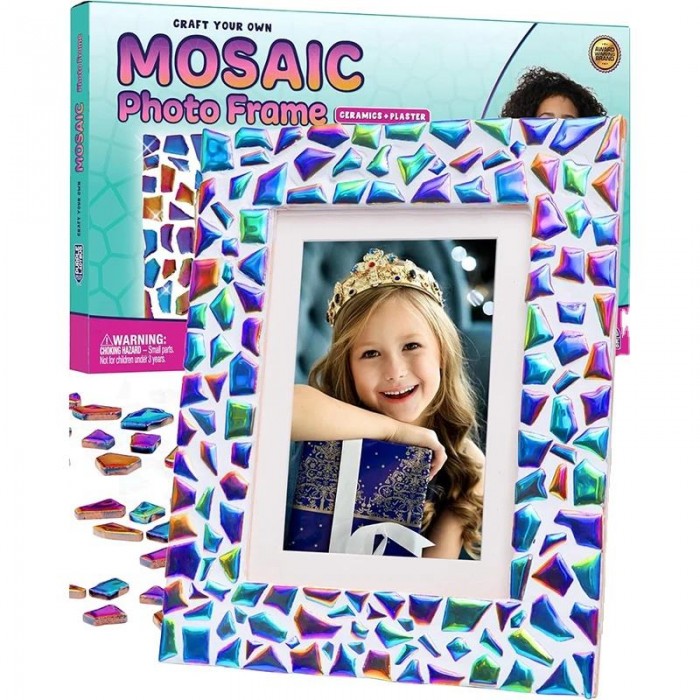 DIY Mosaic Picture Frame Kit for Kids - Arts & Crafts Birthday Gift