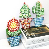 Potted Plant Themed DIY Mosaic Wooden Ornament Kit - Customizable Home Decor Craft